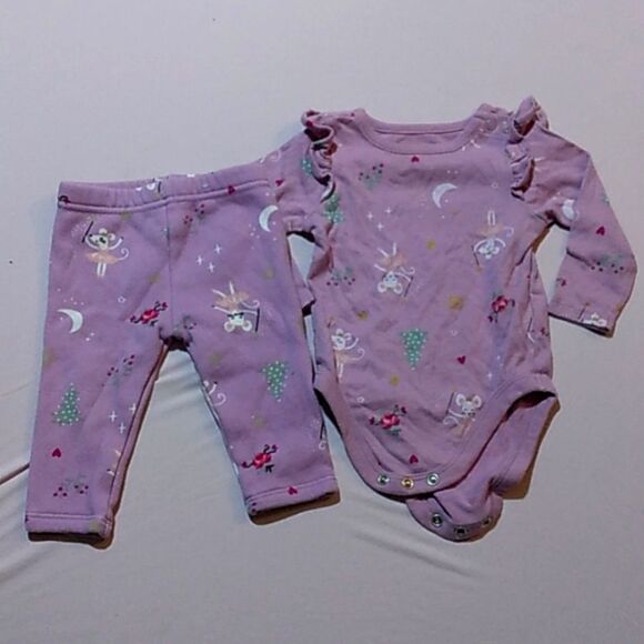 3-6 Months Garanimals Ballet Mouse Purple Matching Set - Picture 1 of 7